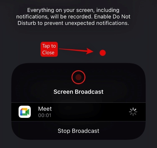 Đóng hộp thoại này trên Google Meet cho iOS