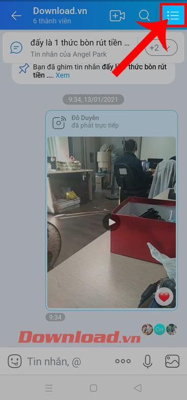 Nhấn vào biểu tượng ba dấu gạch ngang