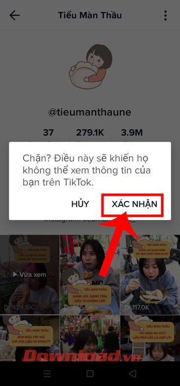 Chạm vào nút Xác nhận 