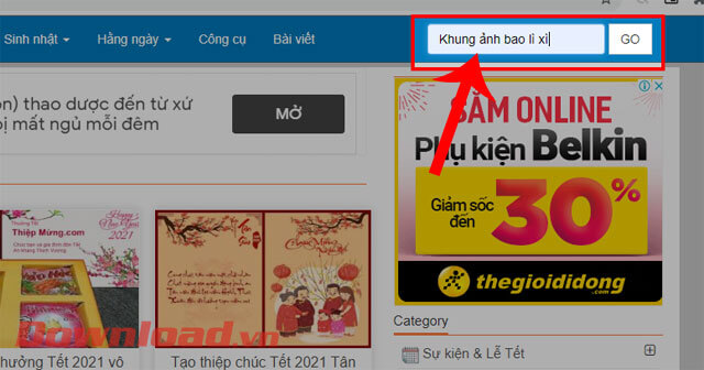 Gõ từ khóa "Khung ảnh bao lì xì"