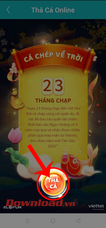 Ấn vào nút Thả cá