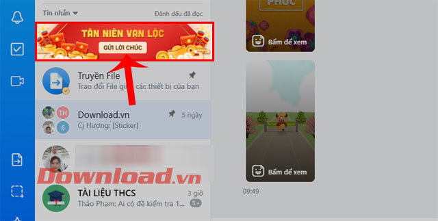 Nhấn vào banner quảng cáo Tân niên vạn lộc