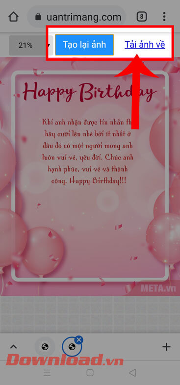 Chạm vào nút Tải ảnh về