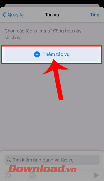Nhấn vào nút Thêm tác vụ
