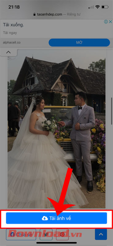 Ấn vào nút Tải ảnh về