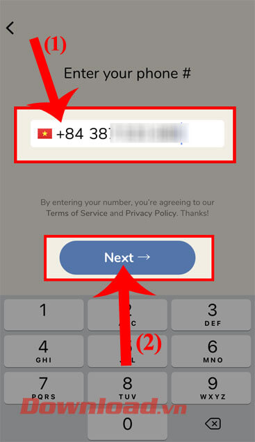 Nhập số điện thoại 