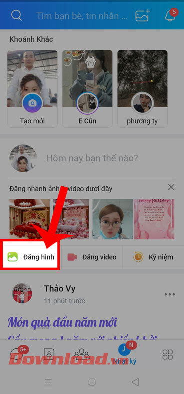 Nhấn vào mục Đăng hình 