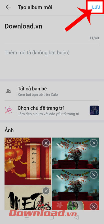 Chạm vào nút Lưu