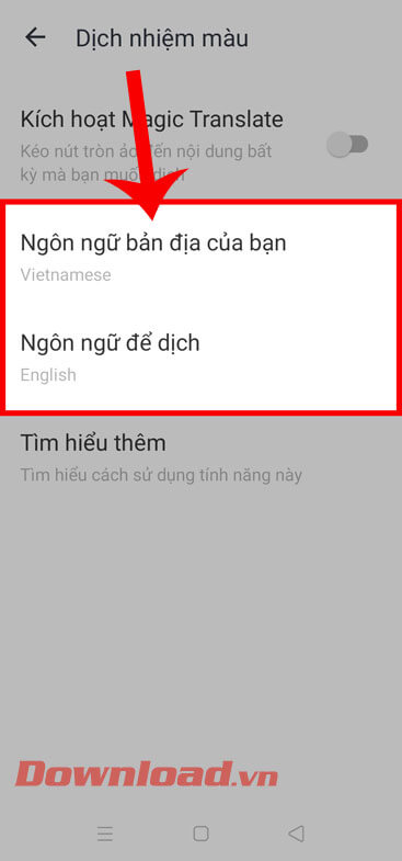 Thiết lập ngôn ngữ