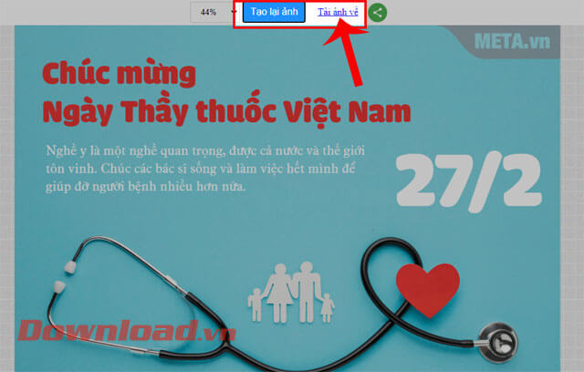 Click chuột vào nút Tải ảnh về