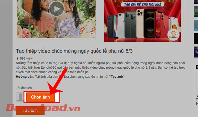 Ấn nút Chọn ảnh 