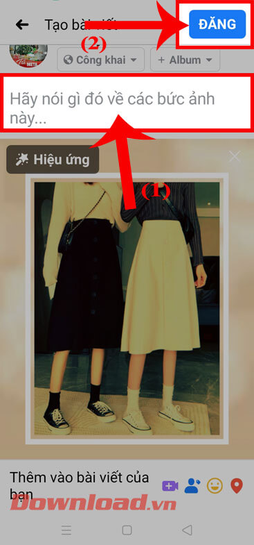 Viết Caption và chạm vào nút Đăng