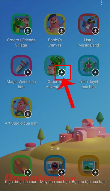 Ấn vào biểu tượng mũi tên