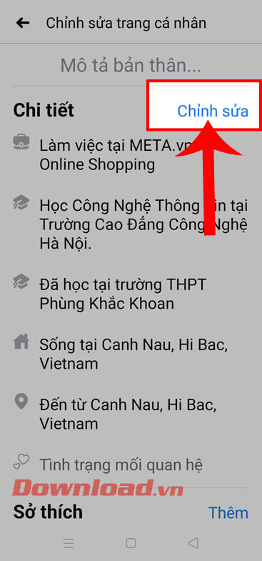 Ấn vào nút Chỉnh sửa 