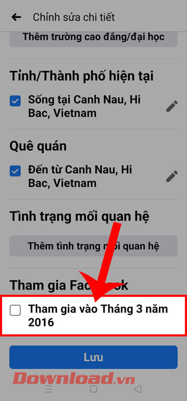 Ngày tham gia Facebook