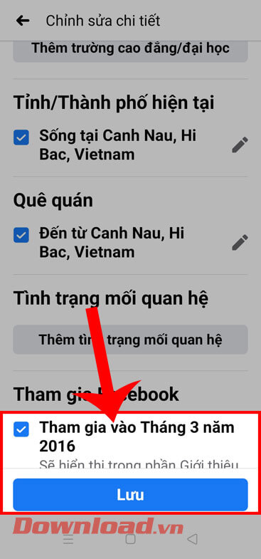 Ấn vào nút Lưu
