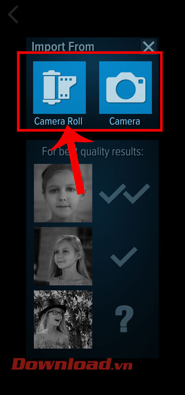 Ấn vào mục Camera Roll