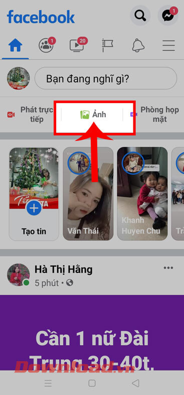 Nhấn vào mục Ảnh 