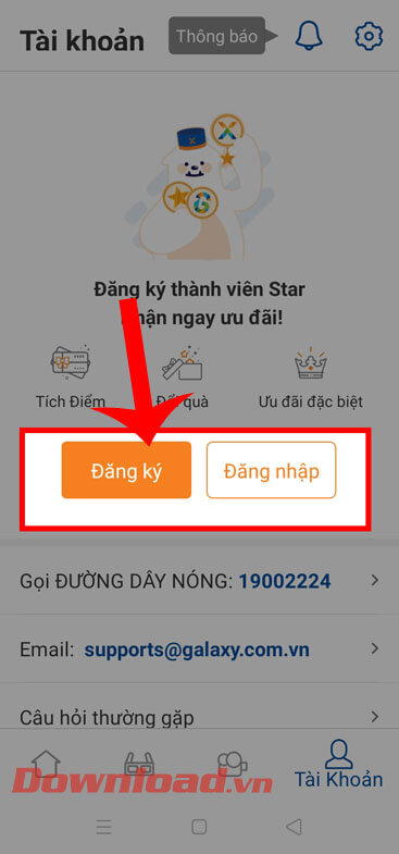 Ấn vào nút Đăng ký