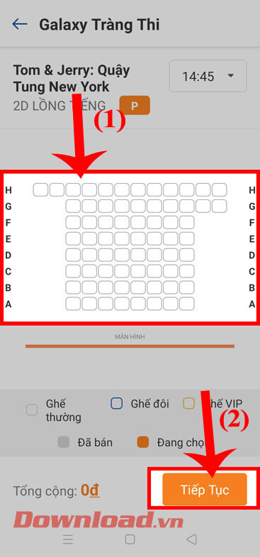 Chọn vị trí ghế ngồi