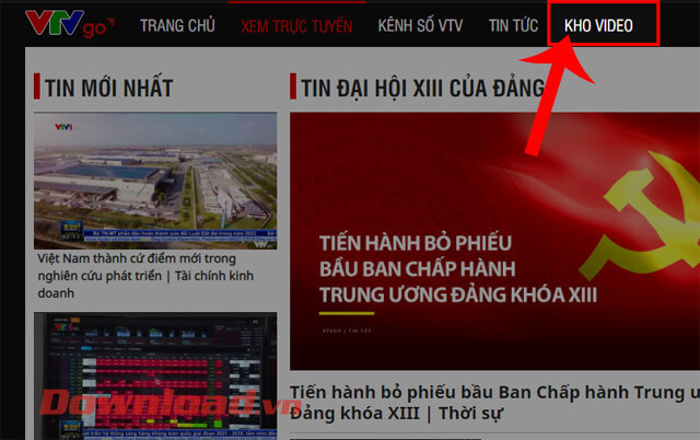 Ấn vào mục Kho video 