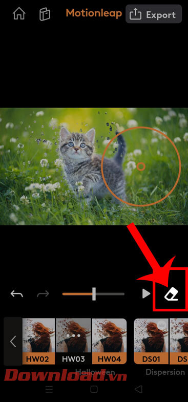 Nhấn vào biểu tượng cục tẩy