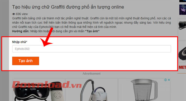 Nhập nội dung và ấn nút Tạo ảnh