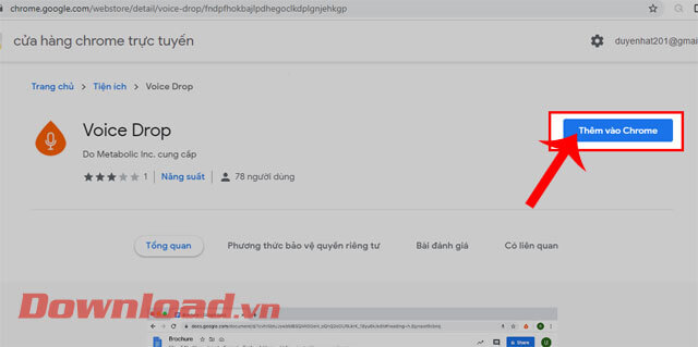 Nhấn vào nút Thên vào Chrome