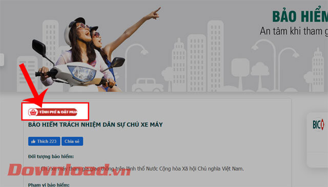 Nhấn nút Tính phí & Đặt mua