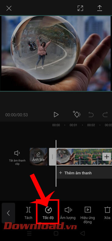Nhấn vào mục Tốc độ