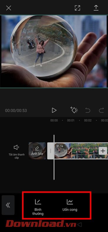 Chọn chế độ chỉnh sửa tốc độ