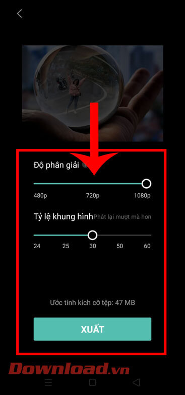 Nhấn vào biểu tượng Xuất