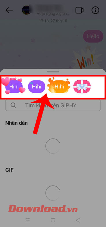 Chọn hiệu ứng gửi tin nhắn 
