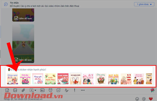 Gửi sticker mùng 8/3