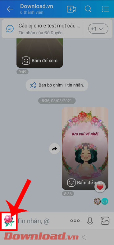 Nhấn vào biểu tượng bông hoa