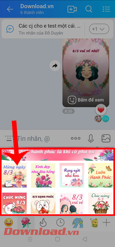 Chọn sticker 8/3