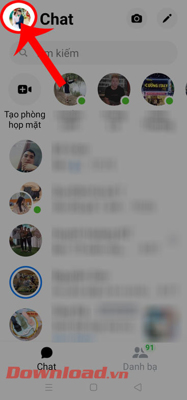 Nhấn vào biểu tượng tài khoản