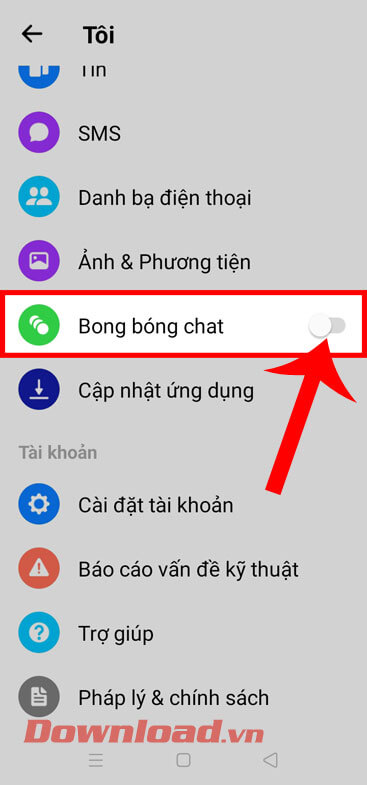 Gạt công tắc sang phía bên phải
