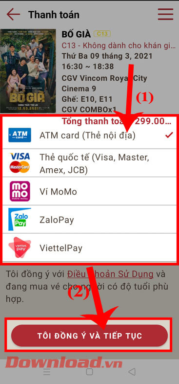 Chọn phương thức thanh toán