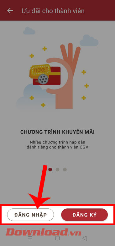 Ấn vào nút Đăng nhập