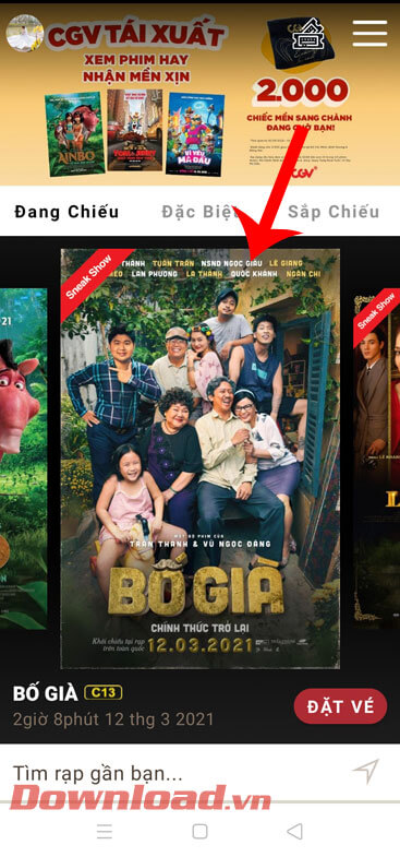 Nhấn vào poster phim