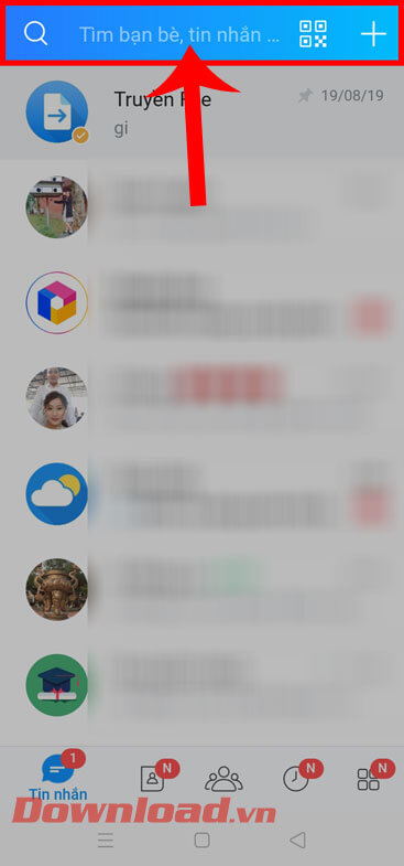 Nhấn vào ô tìm kiếm