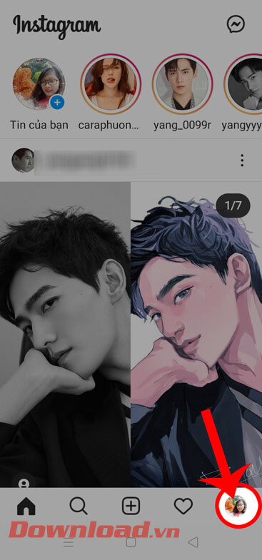 Nhấn vào hình ảnh avatar