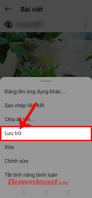 Chạm vào mục Lưu trữ