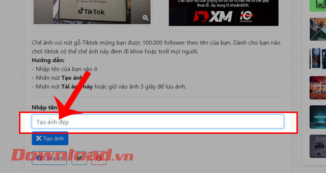 Viết tên tài khoản TikTok