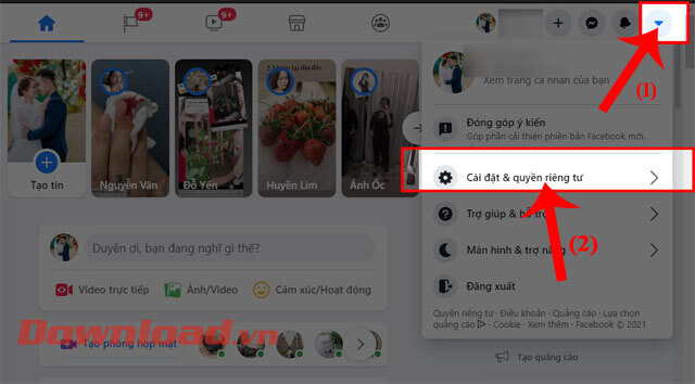 Nhấn vào mục Cài đặt & Quyền riêng tư