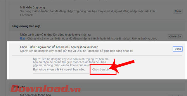 Ấn vào nút Chọn bạn bè