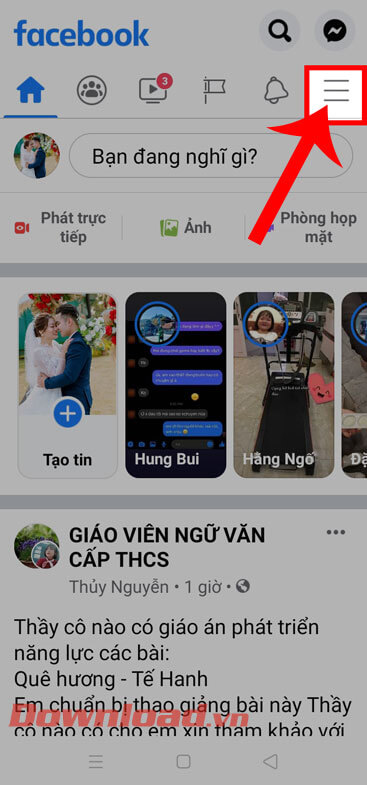 Ấn vào biểu tượng ba dấu gạch ngang
