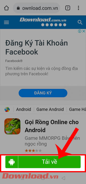 Ấn vào nút Tải về 