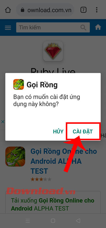 Ấn vào nút Cài đặt